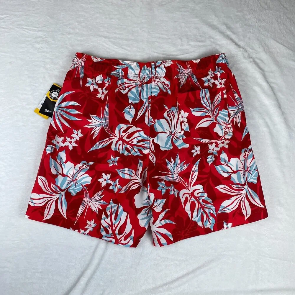 Speedo Swim Shorts Mens‎ 2XL Red Floral 18